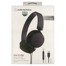 audio-technica 鐵三角 USB Type-C用耳罩式耳機, ATH-S120C, 黑色