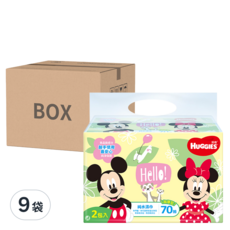 HUGGIES 好奇 Baby Wipes 純水嬰兒濕巾 限定版 加厚型, 70張, 2包, 9袋