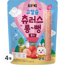 ALVINS 愛彬思 高鈣長條米餅棒, 40g, 草莓口味, 4包