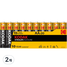 KODAK 柯達 鹼性電池 AA 散裝型, 20入, 2個