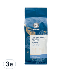 MR.BROWN 伯朗咖啡 哥倫比亞單品咖啡豆, 450g, 3包