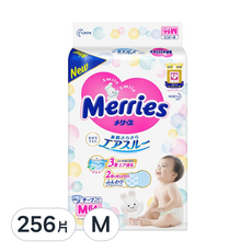 Merries 妙而舒 日本境內版 金緻柔點透氣黏貼型尿布, 256片, M