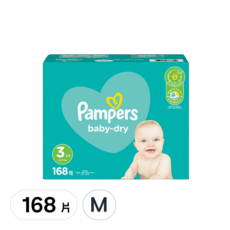 Pampers 幫寶適 Baby Dry 寶寶乾爽黏貼型尿布, M, 168片