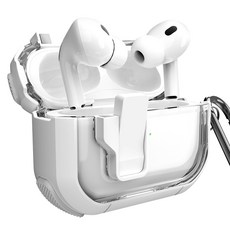 Imall AirPod 一觸防遺失門鎖側全蓋保險桿保護套, 白色, 1個, AirPods Pro 2