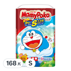 MamyPoko 滿意寶寶 哆啦A夢輕巧褲/尿布, S, 168片