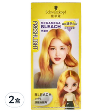 Schwarzkopf 施華寇 FRESHLIGHT 漂色染髮劑 第一劑25g + 第二劑83ml 亮麗金, 2盒