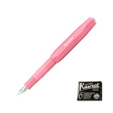 Kaweco 運動霜鋼筆+墨水匣 6入組, EF, 粉紅色筆殼+黑墨水