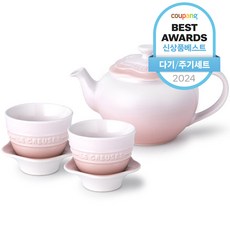 LE CREUSET 花茶壺套裝, 白色, 茶壺 500ml+茶杯100ml 2入, 1組
