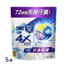 白蘭 4X極淨酵素抗病毒洗衣球補充包 抗臭護纖, 30顆, 5袋