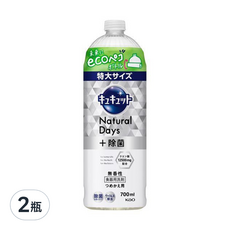 Kao 花王 Cucute 珂珂透 Natural Days 加強殺菌洗碗精補充瓶 無香, 700ml, 2瓶