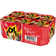 OTTOGI 不倒翁 辛辣泡麵杯裝 62g, 6入