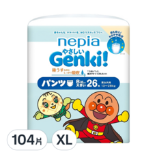 nepia 王子 Genki 麵包超人褲型尿布, XXL, 104片