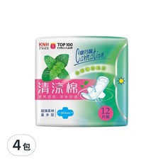 康乃馨 清涼棉衛生棉 量多型, 25.5cm, 12片, 4包