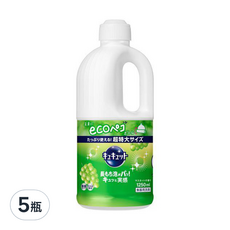 Kao 花王 Cucute 珂珂透 Cucute 餐具洗碗精補充瓶 麝香, 5瓶, 1250ml