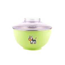 ZEBRA 斑馬牌 304不銹鋼彩色隔熱麵碗 附蓋 15cm 1000cc, 綠色, 1組
