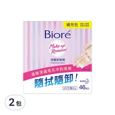 Biore 蜜妮 深層卸粧棉補充包, 46片, 2包