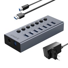 ORICO 奧睿科 7 端口供電 USB 集線器, BT2U3-7AB, 灰色