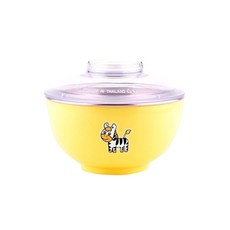 ZEBRA 斑馬牌 304不銹鋼彩色隔熱麵碗 附蓋 15cm 1000cc, 黃色, 1組
