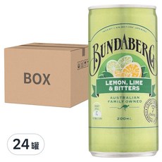 BUNDABERG 賓德寶 水果氣泡飲 青青檸檬風味, 200ml, 24罐