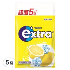 Extra 益齒達 潔淨無糖口香糖 清檸薄荷口味 5包, 140g, 5袋