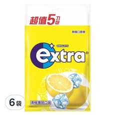 Extra 益齒達 潔淨無糖口香糖 清檸薄荷口味 5包, 140g, 6袋