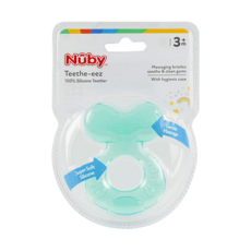 Nuby 小魚軟質固齒器, 水綠色, 1個