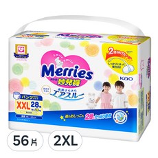 Merries 妙而舒 妙兒褲 褲型尿布, XXL, 56片