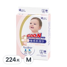 GOO.N 大王 日本境內版 敏感肌系列黏貼型尿布, M, 224片