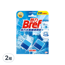 Bref 妙力 投入式馬桶清潔錠 海洋清新 2入, 100g, 2組