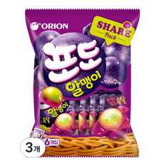 ORION 好麗友 果肉食感軟糖 葡萄口味, 216g, 3袋