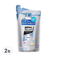 MEN's Biore 男士去味護膚沐浴乳 潔淨皂香 補充包, 380ml, 2包