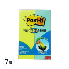 3M Post-it 利貼 抽取式便條紙補充包 2入, 顏色隨機, 7包