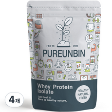 PUREUNBIN WPI分離乳清蛋白粉 粉, 500g, 4個