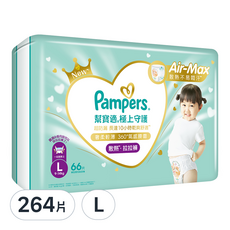 Pampers 幫寶適 台灣公司貨 2024全新 極上守護 一級幫散熱拉拉褲/尿布, L, 264片