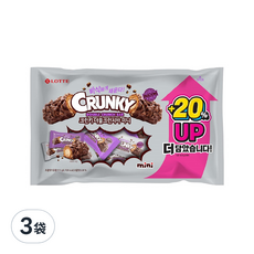 LOTTE 樂天 Crunky 迷你雙脆巧克力棒 增量版, 513g, 3袋