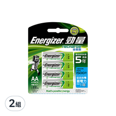 Energizer 勁量 全效型鎳氫充電電池 3號, 4顆, 2組