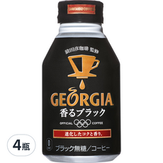 GEORGIA 喬亞 猿田彥 無糖黑咖啡, 290ml, 4瓶