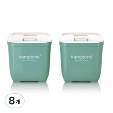 Hamptons Atelier 密封方形儲存容器 PN-3298 5AX2 綠色 1000ml, 8個, 單品