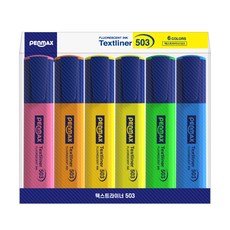 Penmax Textliner 503 熒光筆 6p 套組, 1套, 粉色/橙色/蜜黃色/黃色/綠色/藍色