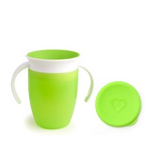munchkin 滿趣健 Miracle 360度 防漏雙手柄杯子 附杯蓋, 綠色, 1個