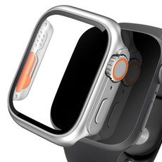 iMall 9H強化玻璃全覆蓋框架錶殼 Apple Watch適用, 銀