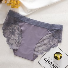 Market A 女士性感絲花內褲 3p, 紫色的