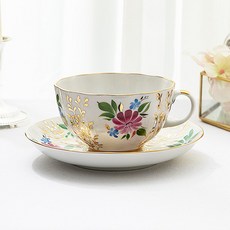 Imperial Porcelain 金草鬱金香茶杯碟 250ml, 白色+金色+粉色, 1個