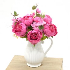幸福村和諧浪漫牡丹花+花瓶套組, 粉色（牡丹花）, 1組