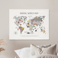 SANGSANGHOO 北歐風裝飾掛布, Worldmap animal