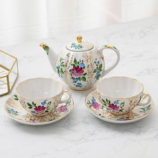 Imperial Porcelain 金草雙人茶具組, 1組, 茶杯*2入+杯盤*2入+茶壺