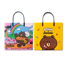 LINE FRIENDS 角色印花PP購物袋 2入, 隨機出貨