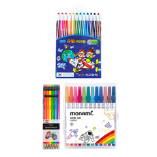 Color Pencil 彩色蠟筆 12色+三角橡皮擦鉛筆 TC-208 B+monami彩色簽字筆 12色, 混色, 1組