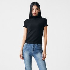 MIXXO 女款羅紋高領刷絨短袖上衣