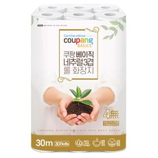 Coupang Basics 基本款三層捲筒衛生紙, 30捲, 1袋